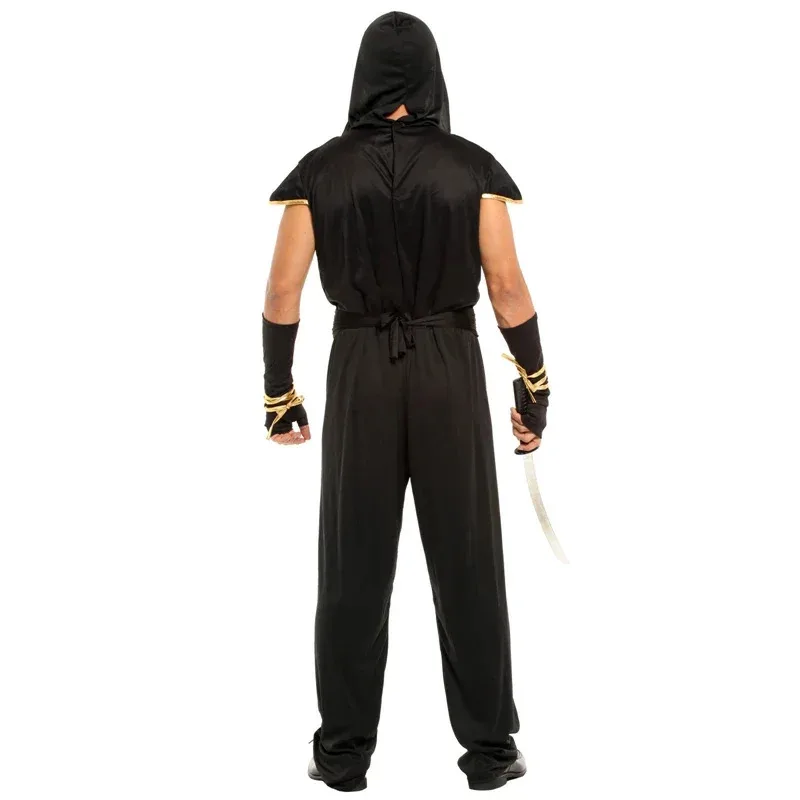 Adult Japan Samurai Black gold ninja costume cosplay for men Carnival Purim Halloween costumes fancy dress