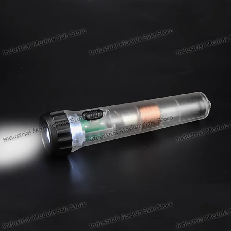 Flashlight, hand-cranked charging far-pull flashlight, strong magnet, self-generated transparent emergency fluorescent torch