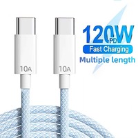 10A PD120W Fast Charger USB Type C To Type C Charger Cable For iPhone 15 16 Pro Max Huawei Samsung Xiaomi USB C Data Cable 3M