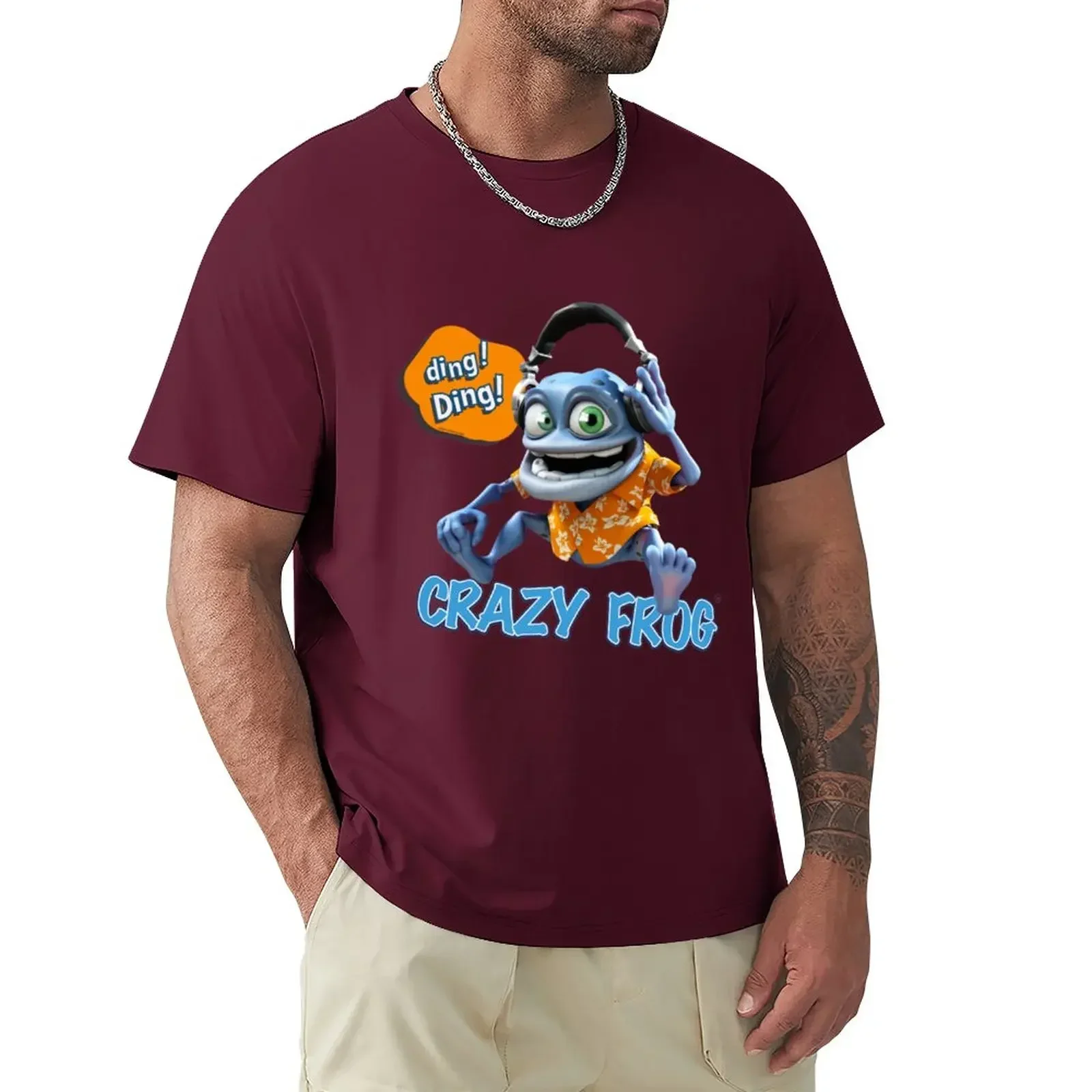 DING DING T-Shirt kawaii clothes plus sizes for a boy oversized t shirt men DJ Crazy Frog - T-shirt  printing t-shirt 2024