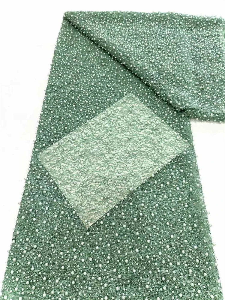 2025 Luxury Nigerian African Beaded Pearl Lace Fabric High Quality Sequins Embroidery African French Lace Fabric For Sewing Dres