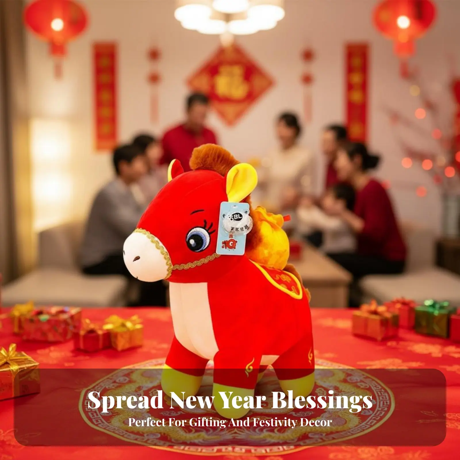 

Chinese Astrological Horse Doll Auspicious Design Chinese New Year Horse Stuffed Season Holiday Stuffed Souvenir Festive