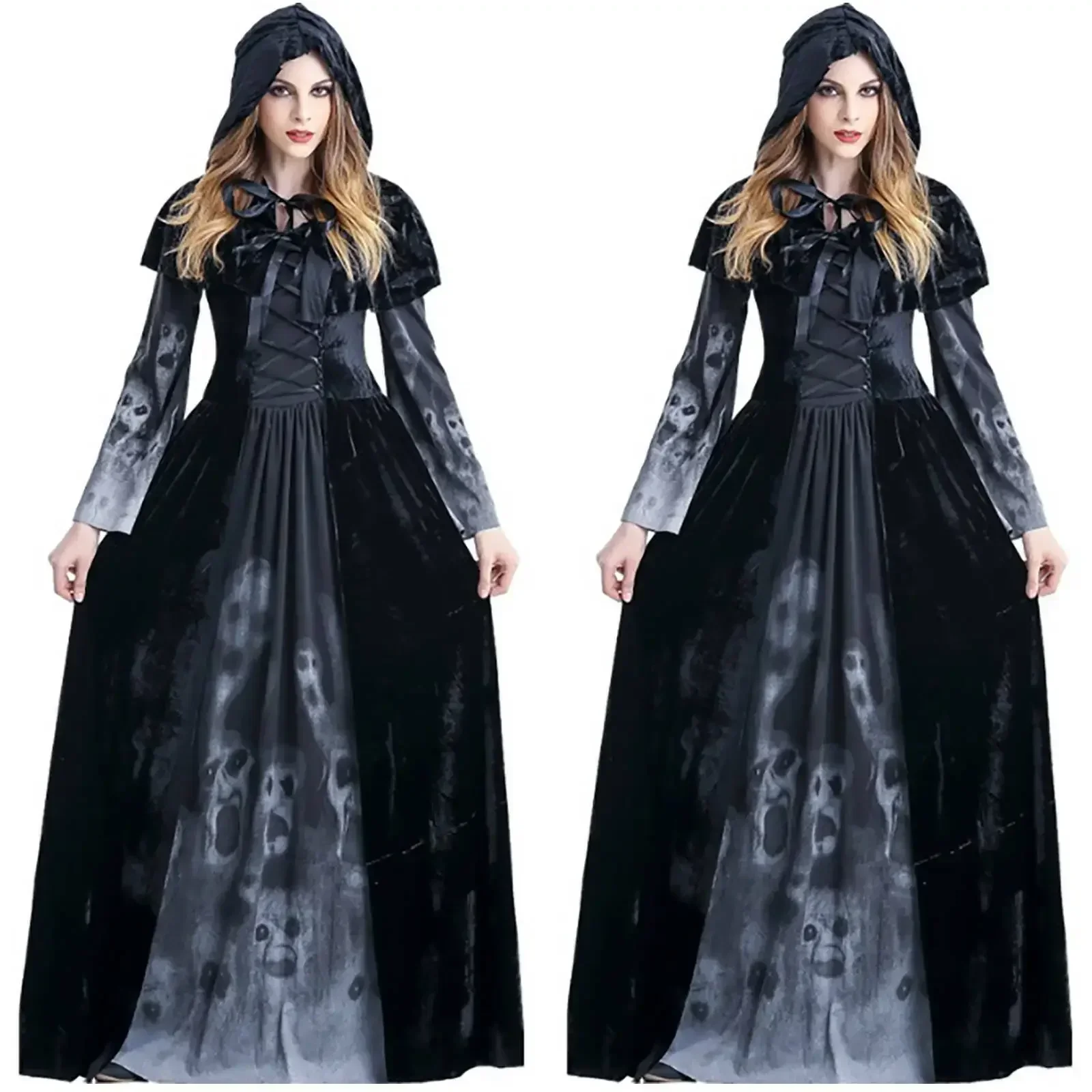 Robe de Barrage de Sorcière Gothique pour Femme, Costume de Cosplay, Tenues d'Horreur d'Halloween, 2024