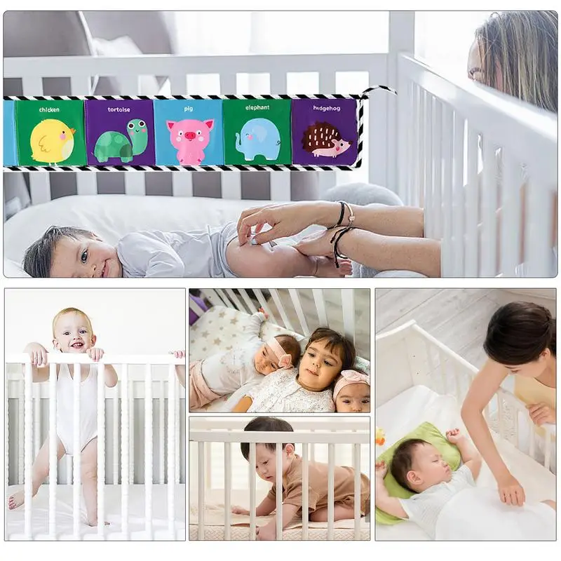 Toddler Crib Book Sensory Toys Crinkle Books Cloth Books Crib Toy Chewable High Contrast Fine Motor Toys Educational Toys For Bo