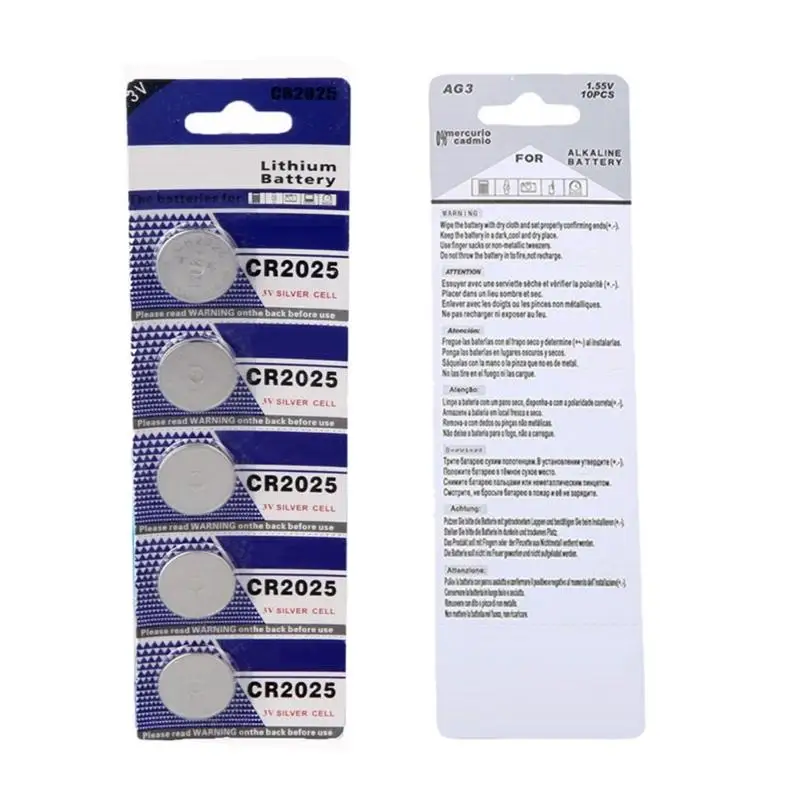 Pack of 5/10 CR2025 Button Cell Coin Cells for Watches Remote Key Long Stable Voltages Output