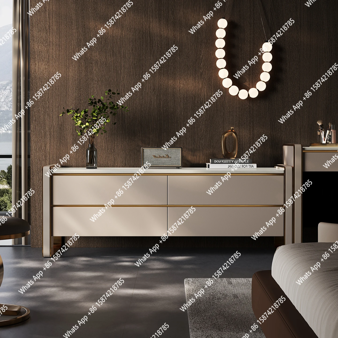 

Light luxury high-style marble TV cabinet coffee table living room home modern simple advanced storage cabinet