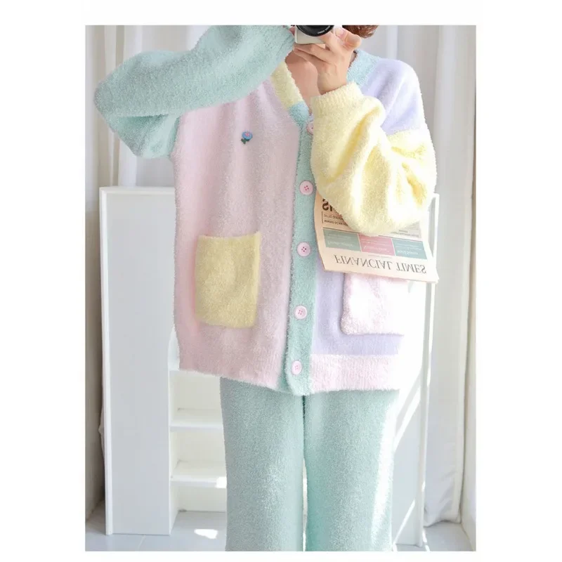 

Coral Fleece Thickening Type Winter Pupil Can Be Worn Outside Loungewear Flagship Edition Pajamas Female Autumn and Winter