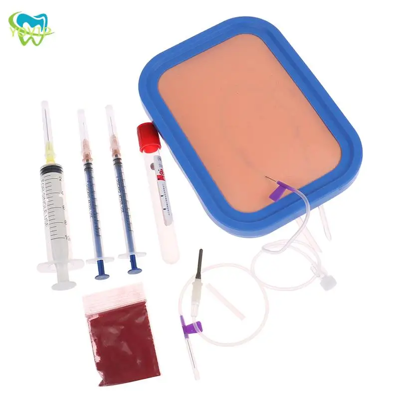 Nurses Intravenous Venipuncture IV Injection Training with Blood Returning Package Pad Silicone Wound Skin Suture Training Model