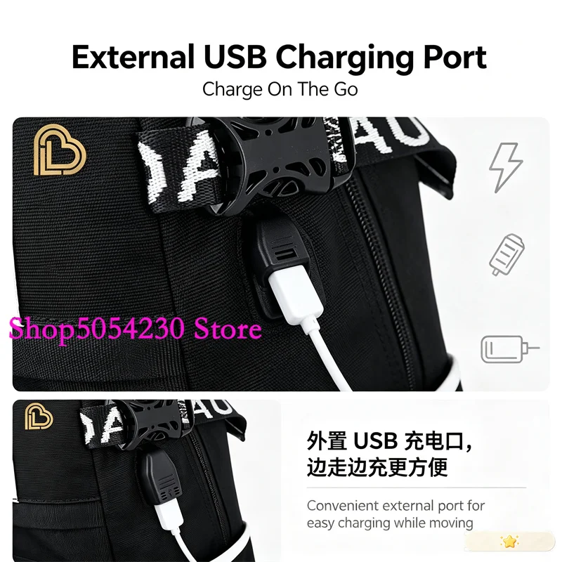 Bild 7: Naruto Legendary Sannin Jiraiya Rucksack, wasserabweisender Rucksack mit USB-Anschluss, Tasche mit mehreren Taschen für junge Pendler