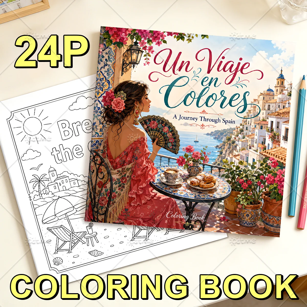 Journey through Spain Bold-easy Patterns Coloring Book for Adults Cute Drawing Book Perfect Gift for Party and Birthday