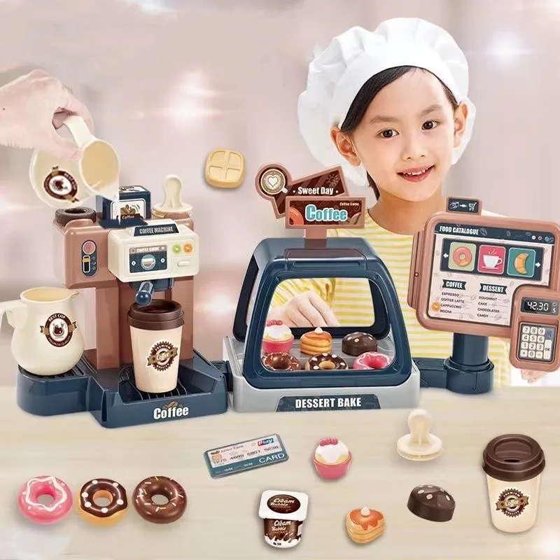 

New Children Supermarket Cashier Coffee Shop Beverage Vending Machine Play House Simulation Toys Boys And Girls Birthday Gifts