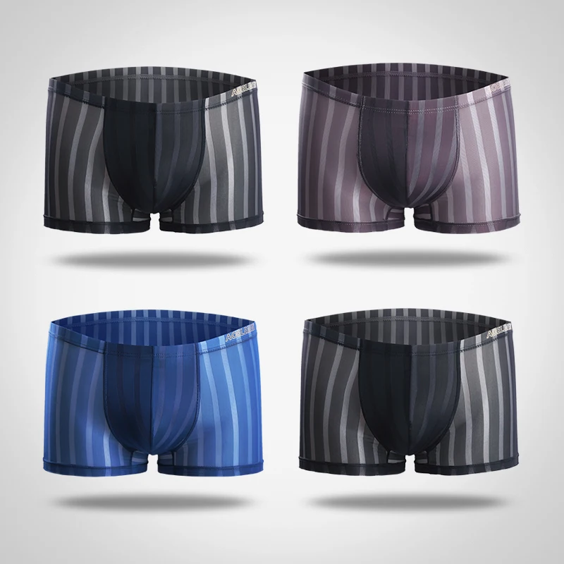 

5pcs Men's underwear men's boxer shorts summer breathable youth fashion thin boxer shorts sexy ice silk sports underpants