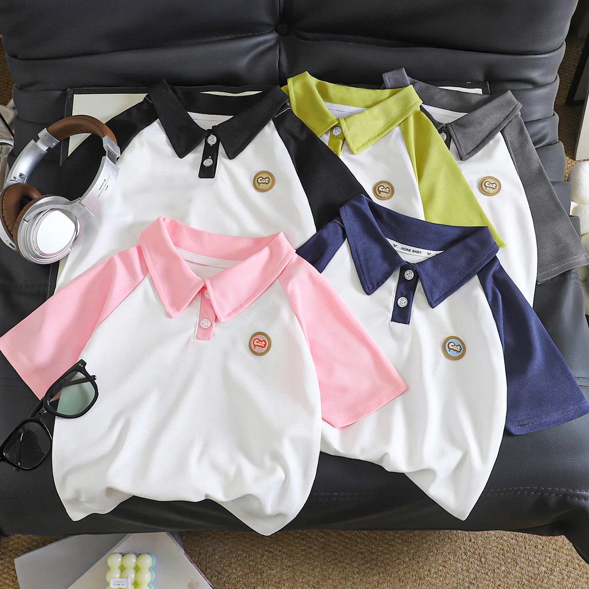 Summer Children Polo Shirt Short Sleeve T-shirt Korean Style Tops For Boys and Girls