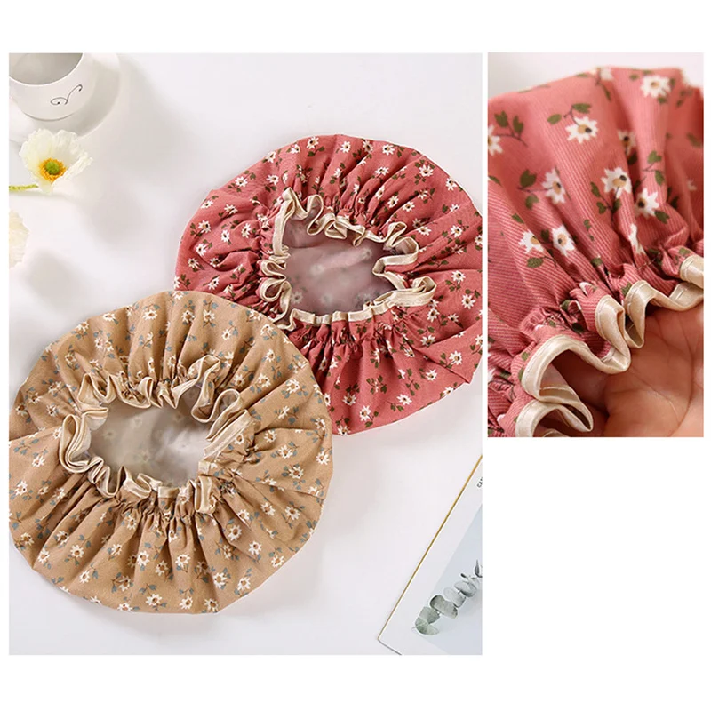 Double Shower Caps Waterproof Hair Caps Cartoon Printing Silk Shampoo Cap Pvcpe Shower Cap Bath Shower Cap Female Models