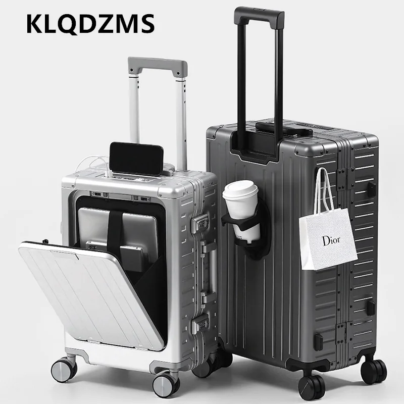 

KLQDZMS Luggage Travel Bag Full Aluminum Magnesium Alloy Boarding Box Men's Business Trolley Case 20"24 Inch Cabin Suitcase
