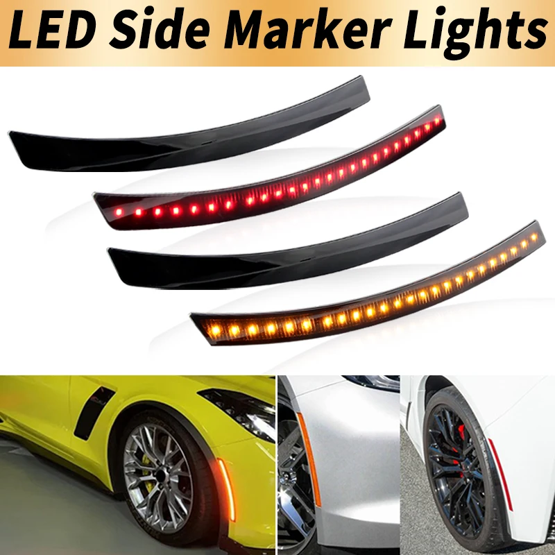 

2/4PCS Canbus For 2014-2019 Chevrolet Corvette C7 Front Amber Rear Red LED Side Marker Lights Turn Signal Lamps Car Accessories