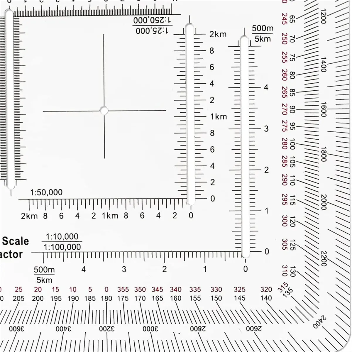 AA77 NEW  Square Coordinate Scale Protractor for Land Navigation, Style UTM/MGRS Coordinate Scale