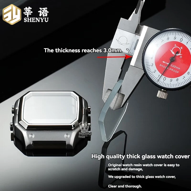 Shenyu Precision Stainless Steel Metal Case For Casio Retro Square 3299 AE-1200 1300 Watch case Stainless Steel Bezel Mod Case