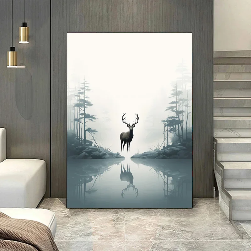 Decor for Room Deer Decoration Pictures Room Wall Art Canvas Painting 1pcs Bear Home Decorations Black and White Posters Bedroom