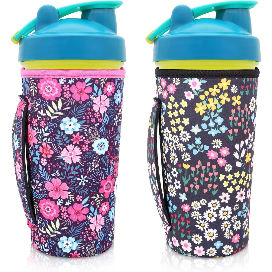 

2 упаковки многоразового неопренового изолятора, держатель для бутылки с водой, рукава с ручкой, совместимый с бутылкой блендера на 28 унций, 20 унций, 26 унций, стакан