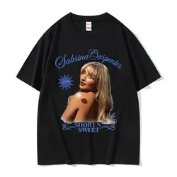 Sabrina Carpenter Short N Sweet 2024 New Album T Shirt Mężczyźni Kobiety Retro Estetyczne Modne T-shirty 100% Bawełna Oversize T-shirt