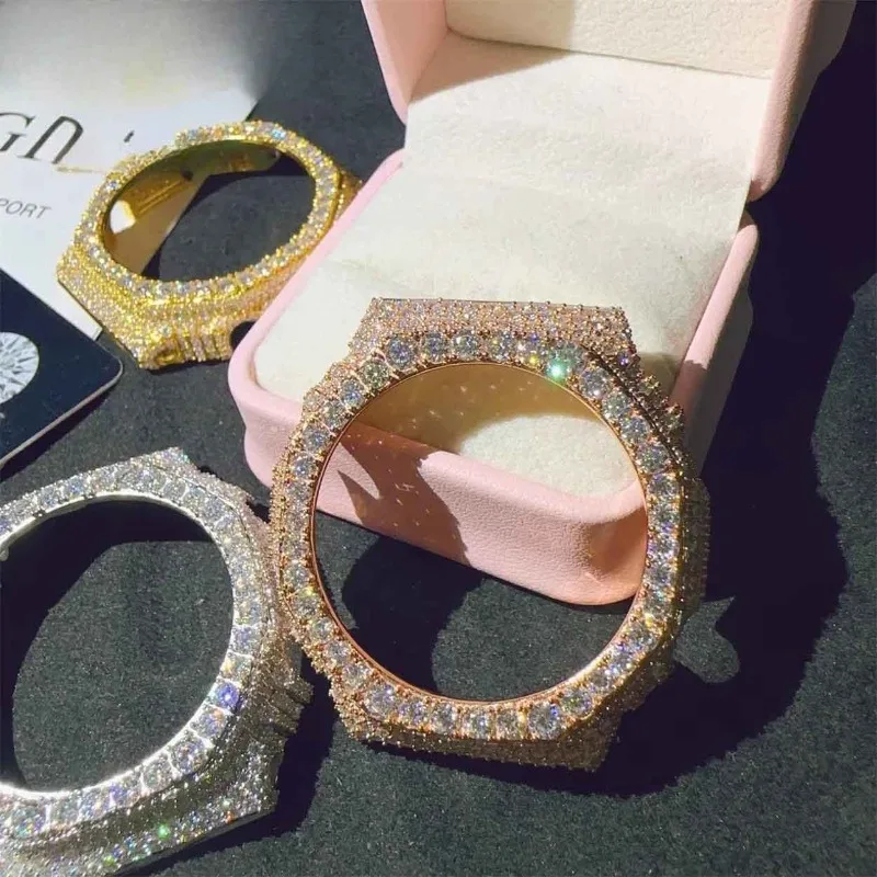 Gold and Silver Two-color Heavy Industry Thorns Modified Case, Hip-hop Style Ice Mozzarella Diamond Bezel