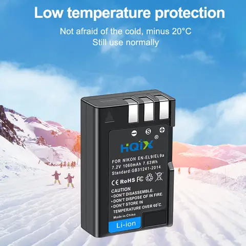 HQIX para cámara Nikon D40 D40X D60 D5000 D3000 EN-EL9 EL9A cargador de batería