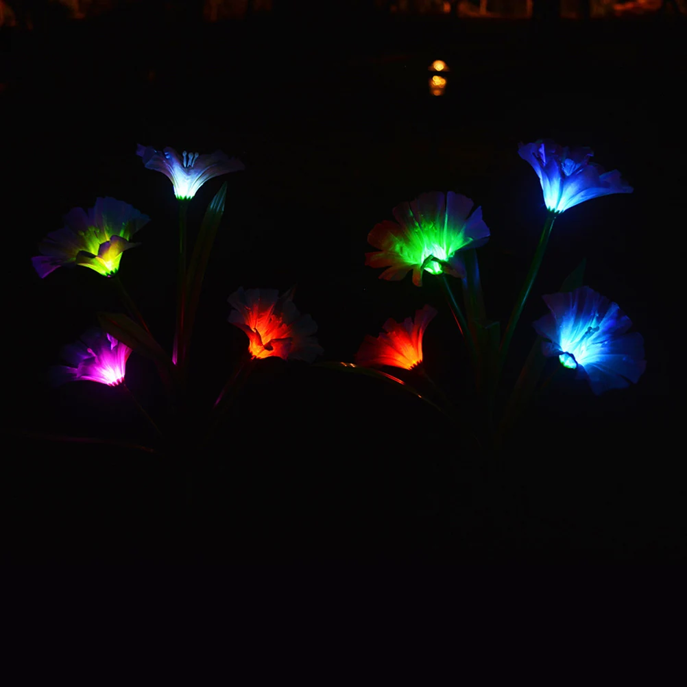 

2Pcs Solar LED Flowers Outdoor Lights Waterproof Garden Decoration Stake L Lamp LED Flower Lights for Patio Yard