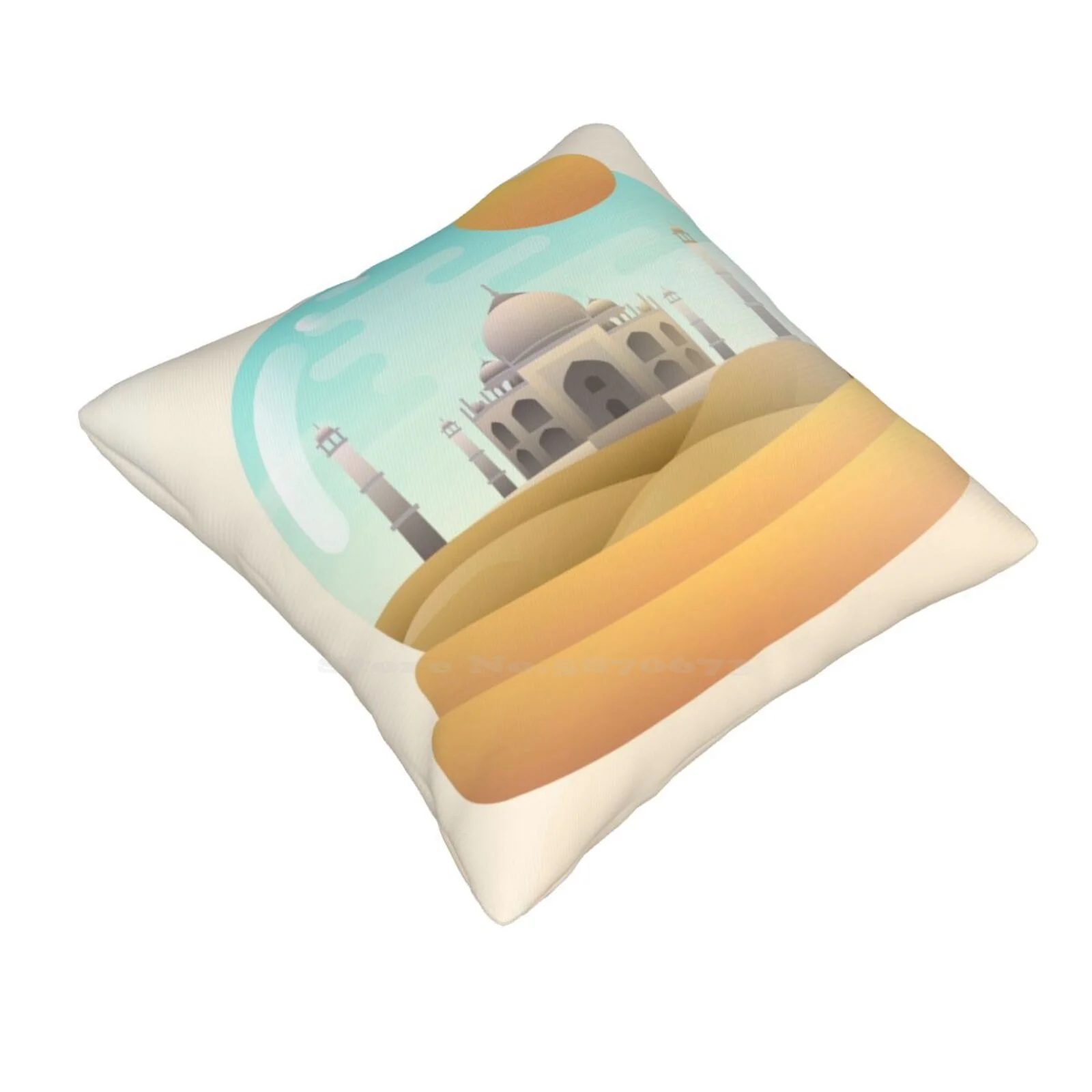 Sand Globe Home Sofa Car Cushion Cover Pillowcase Sand Globe Snow Globe Desert Taj Mahal Agra Geometric Illusion Heat Sky Lines