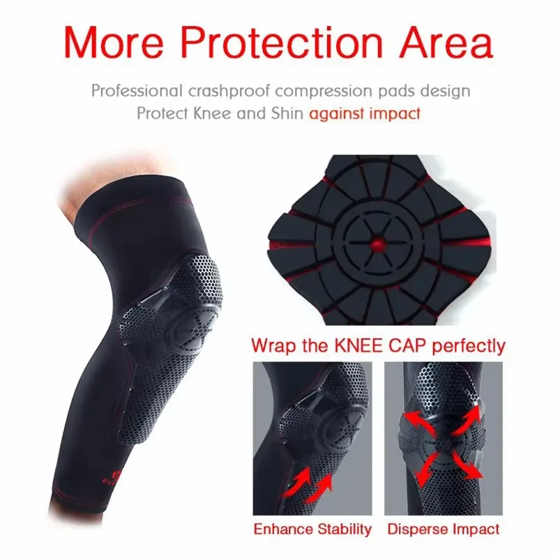 

Kuangmi 1 Pc Crashproof Basketball Knee Pads Patella Protector Support Sports Volleyball Leg Compression Sleeve Adult
