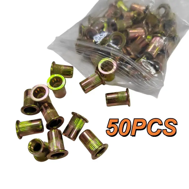 50Pcs Carbon Steel Rivnuts Blindnuts Nuts Insert Rivet Multi Sizes Tool M3 M4 M5 M6 M8 Rivet Nuts Tools DIY Accessories