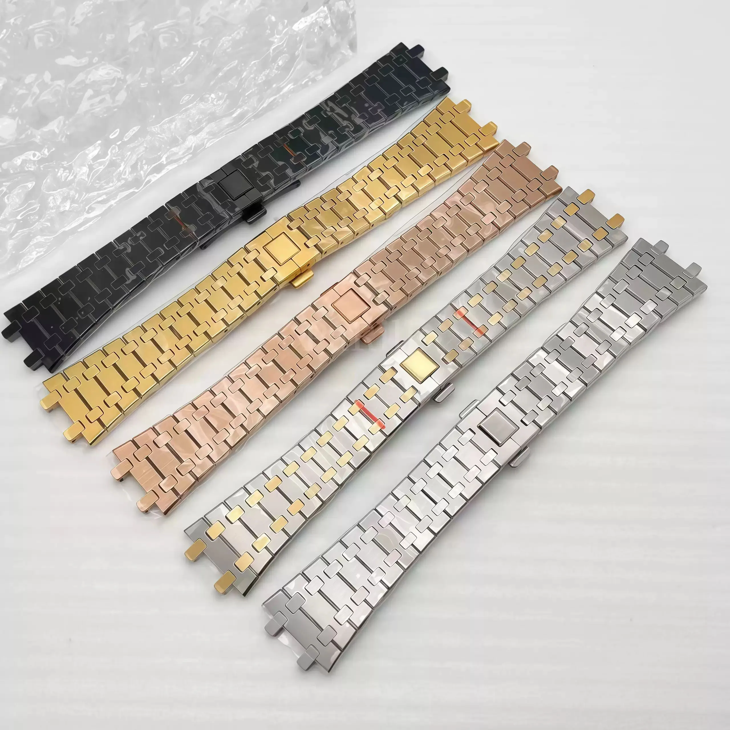 26 mm wasserdichtes Uhrenarmband für Herren, 316L Edelstahl-Uhrenarmband, Armband für AP ROYAL OAK, mit Faltschließe, silberfarbenes Armband.