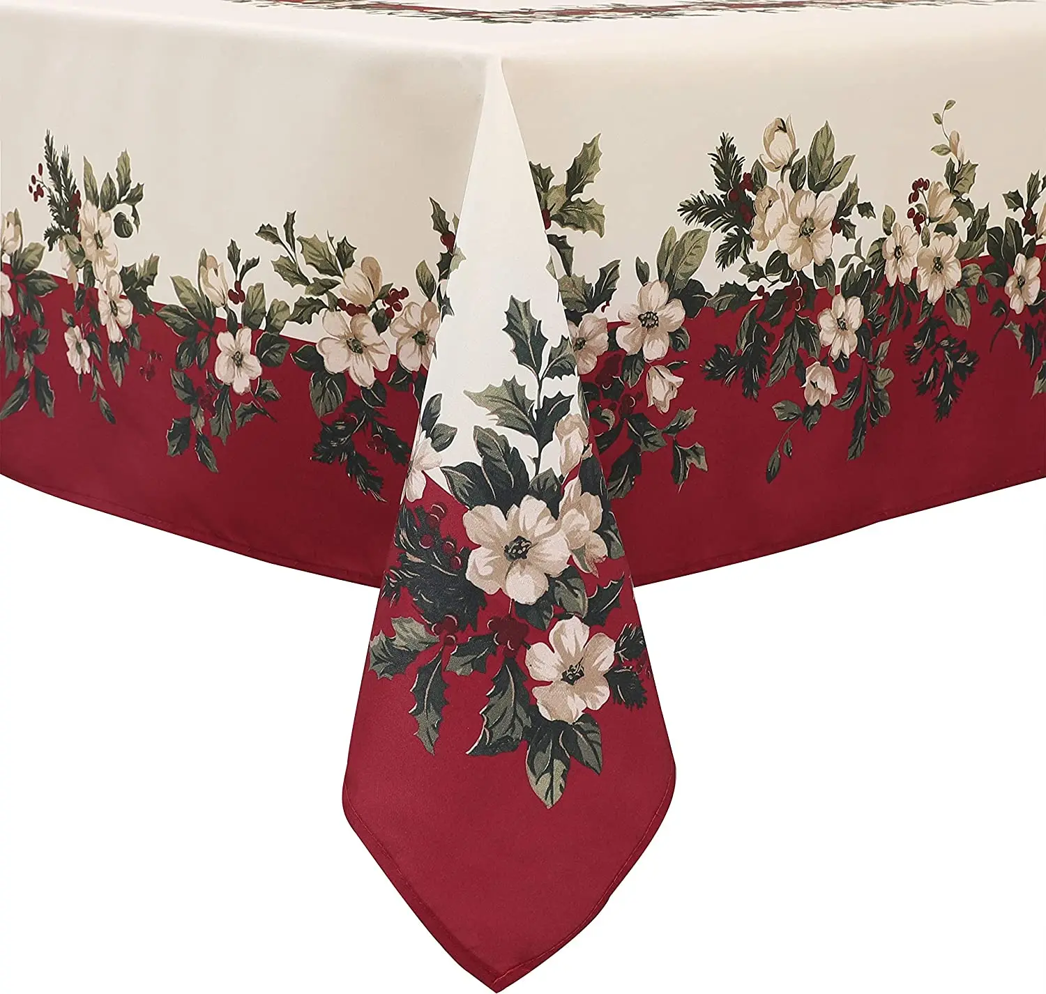 Christmas Floral Print Tablecloth Stain Resistant Tablecloth for Festive/Restaurant/Party Table Dinner Decoration Accessories