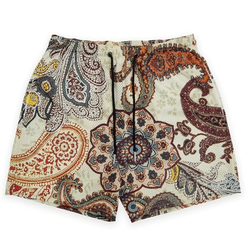 Summer Hot Sale Retro Paisley Mandala Floral Full Print Mesh Basketball Shorts Loose Bohemian Street Sports Five Point Shorts