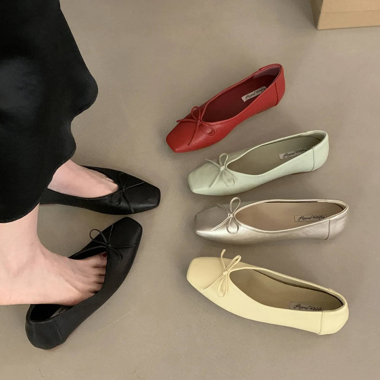 

Bailamos Women Brand Flats Fashion Ballet Shoes Bow Pregnant Women's Flats Casual Loafers Women's Dress Shoes Mujer