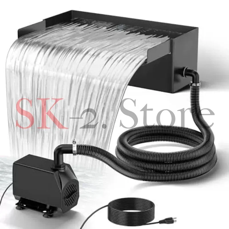 Pond Waterfall Spillway Kit with Pump  And Spillway Corrugated Tubing 304 Stainless Steel Garden FountainLandscape decoration