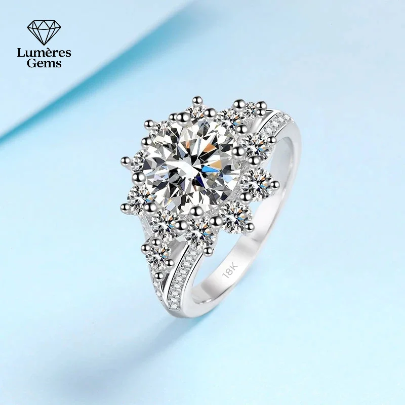 

Luxurious 18K White Gold Wedding Ring VVS1 D Color 3CT Moissanite Diamond Designer Jewelry Fine Accessories for Women