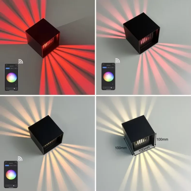 Picture 4: Tuya Smart Cube LED Wall Lamp Up Down 7 Beam IP65 Waterproof Dimmable Color Changing Outdoor Sconce Light/WiFi-Zigbee