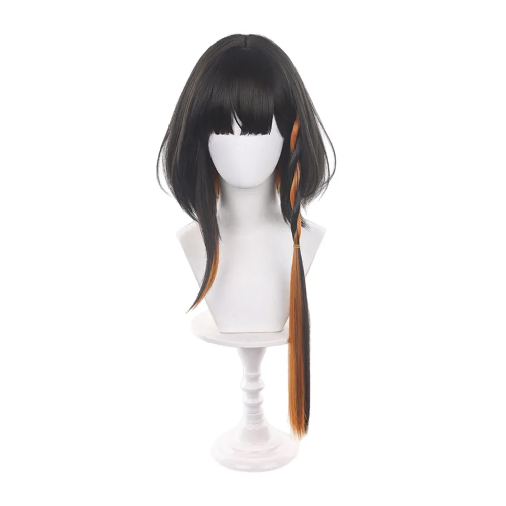 Schwarze Kurze Stachelige Cosplay-Perücke mit Ahoge & Gestuften Spitzen Hitzebeständiges Synthetisches Haar für Anime-Partys Halloween Unisex-Stil