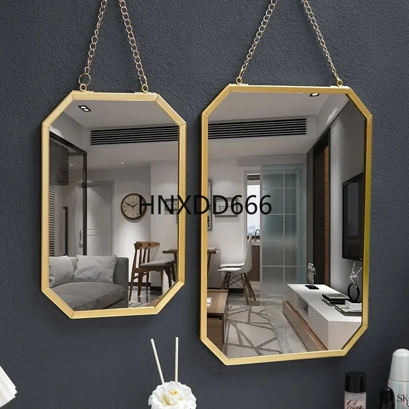 Rectangular Wall Mounted Mirror for Bathroom or Dormitory, Ideal for Makeup and Home Decoration, Stylish Iron Art Design