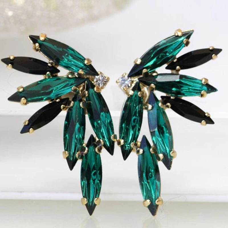 Green Water Drop Cubic Zirconia Stone Earrings Women\'s High Quality Luxury Wedding To Attend The Banquet Trend Jewelry Wholesale