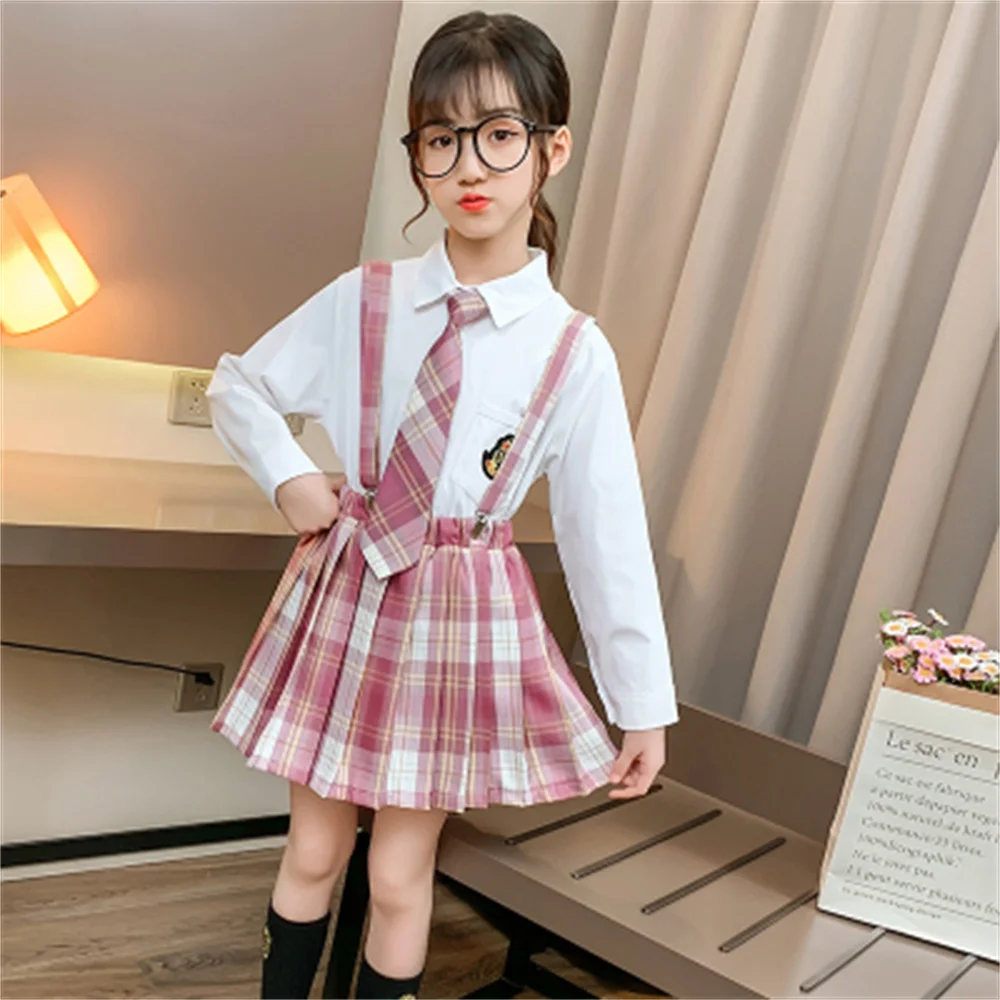 Girl\'s Summer High Waist Pleated Skirts Plaid Skirts Women Dress For JK School Uniform Students Cloths