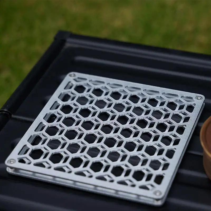 Outdoor Coaster Insulation Pad Square Stainless Steel Drink Coasters Non-Slip Heat Insulation Outdoor Camping Pot Alcohol Stove