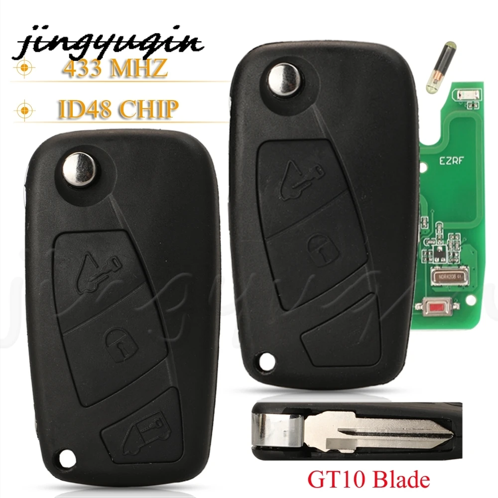 jingyuqin 2/3Buttons Flip Remote Car Key Fob 433MHZ Megamos Crypto ID48 Chip For Iveco Daily 2006 - 2011 With GT10 SIP22 Blade