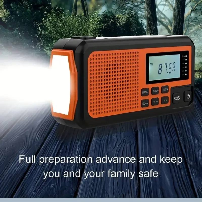 NEW Emergency Radio 4000mAh Power Bank Solar Hand Crank Radio AM/FM/SW Portable rechargeable Radio SOS Alarm reading lamp Torch