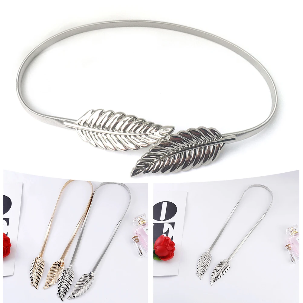 

Metal Decorative Belt Elastic Waistband Adjustable cummerbund Metal Leaves Design Stylish Non Fading Size Adjustable