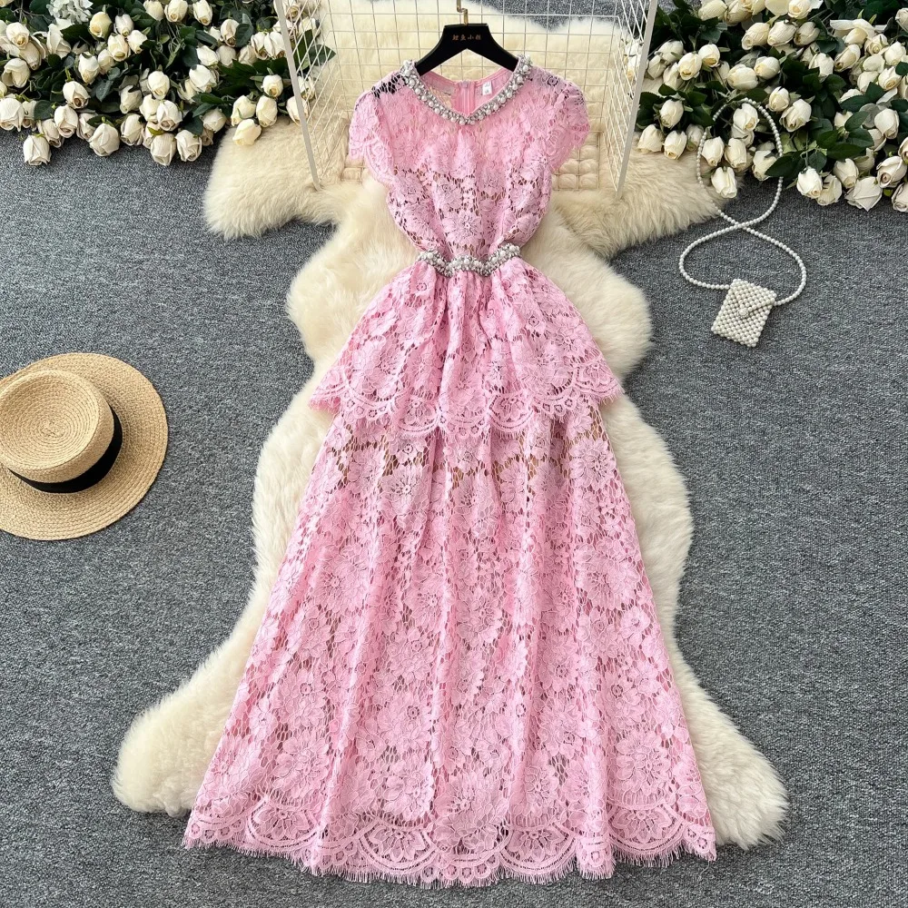 Elegante Sexy Oansatz strass A-linie Hohe Taille Kleid Urlaub Vestidos Schlanke Frauen Party frauen kleidung