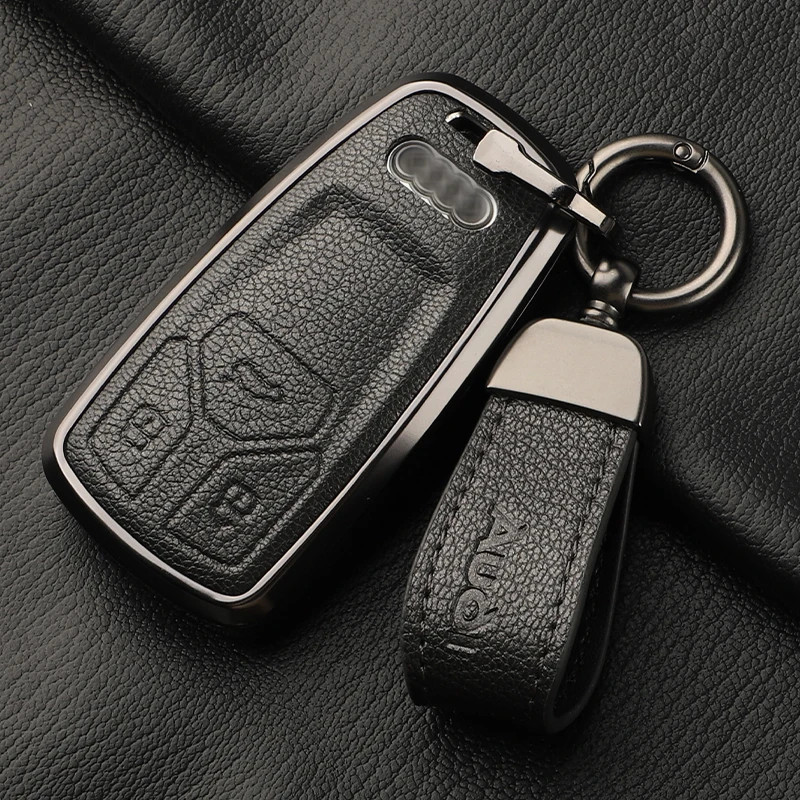 

Key Cover Case Leather+Metal For Audi A1 A3 A4 A5 A6 C7 A7 S3 S7 S8 R8 Q2 Q3 Q5 Q7 Q8 SQ5 C5 C6 TT RS3 RS6 Accessories