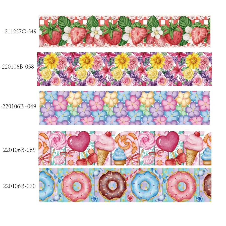 5yards Flower Strawberry Donut Cartoon Grosgrain Ribbon for Craft Materials DIY  Accessories