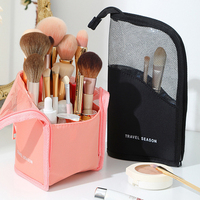 Stand Cosmetic Bag Foldable Makeup Brush Holder Travel Women Clear Zipper Makeup Bag with Zipper Female Toiletry Bag Organizer